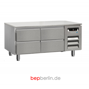 1.200 x 600 x 590 mm, Unterbaukühltisch 4 Schubladen, -2 / +8 °C, Abnehmbare Arbeitsplatte
